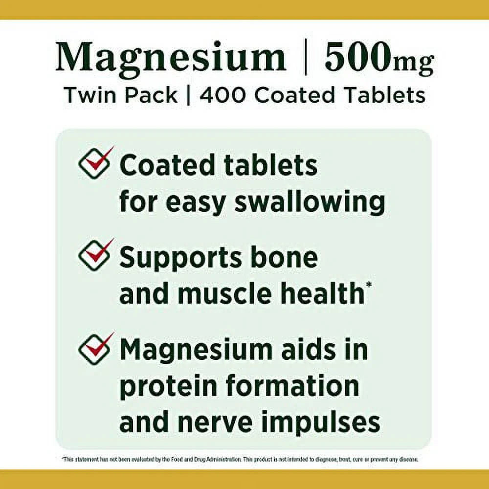 400 Count Magnesium 500mg Tablets R668