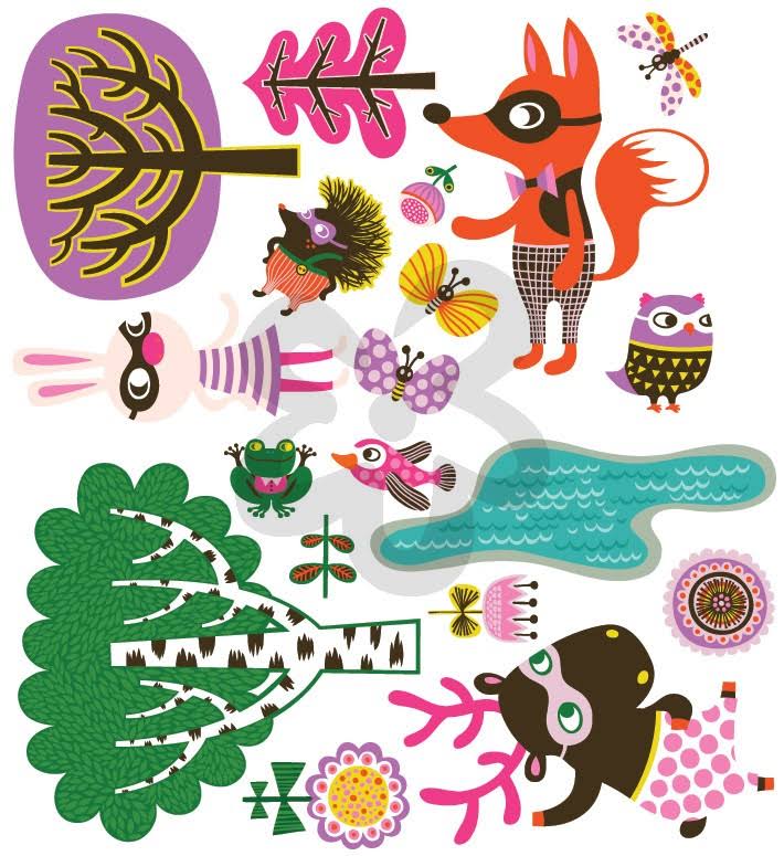 Woodland Creatures Peel and Place Wall Decal Set A7613