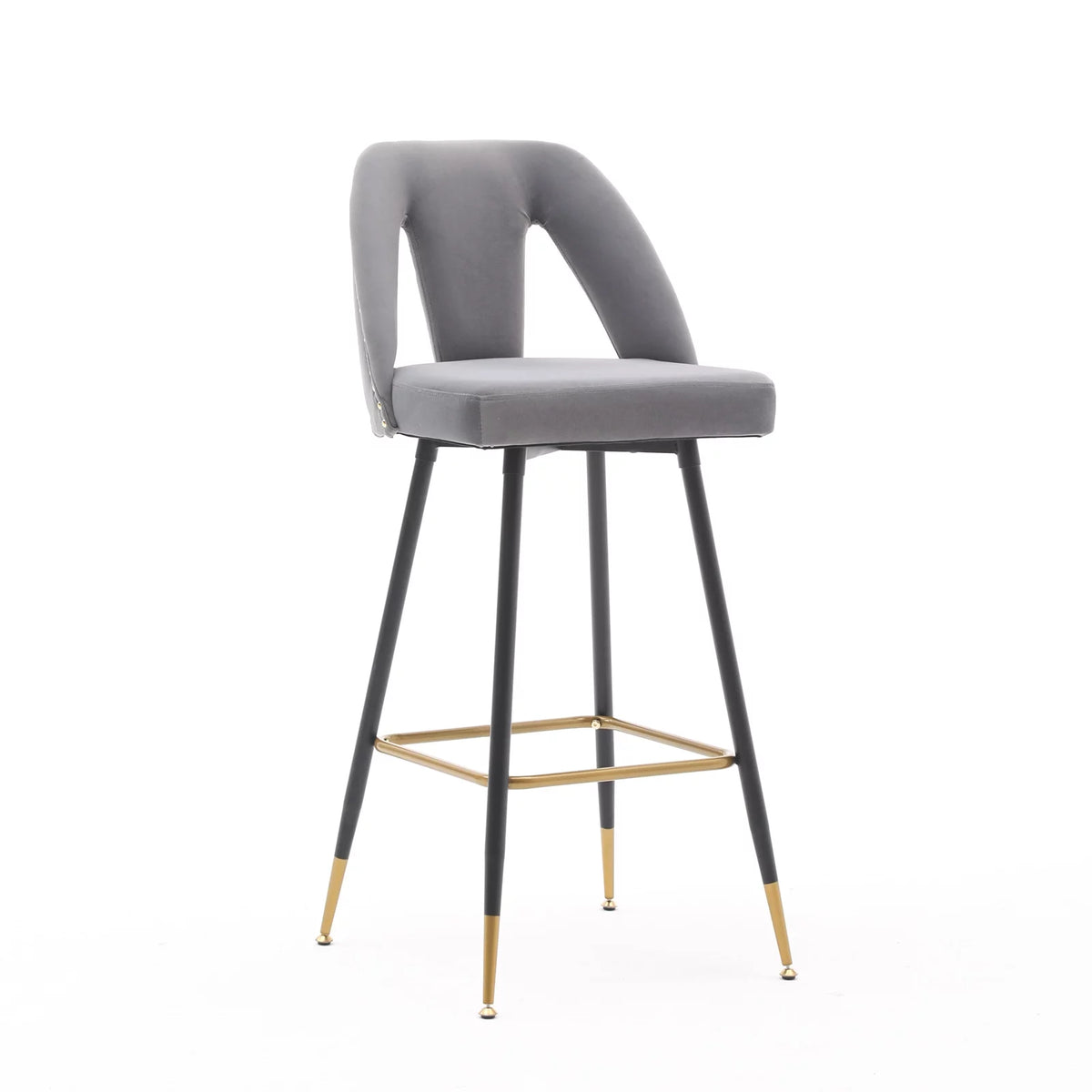 Velvet Upholstered Bar Stools with Back 30 inch Seat Height Set of 4 W3929