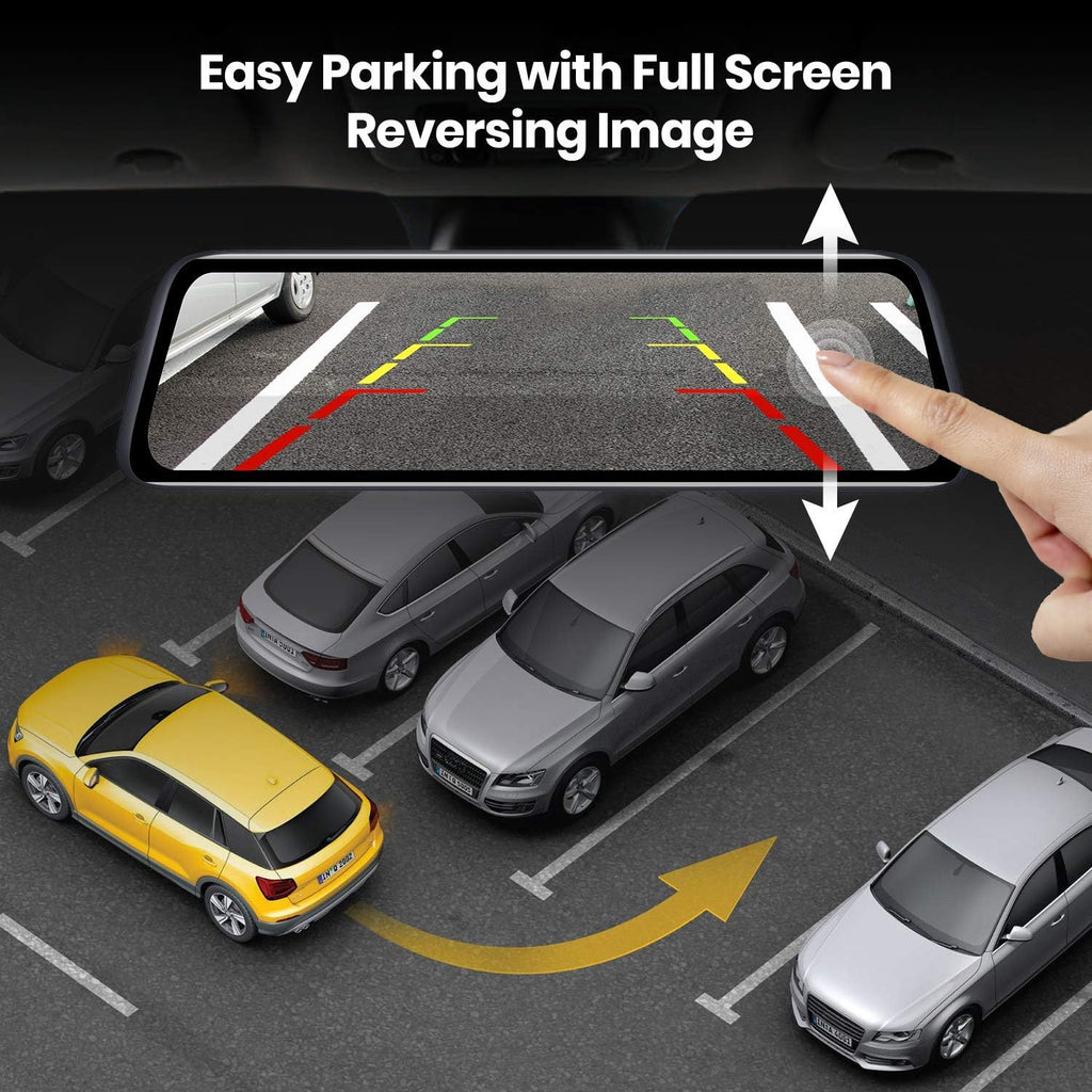 Rear View Mirror Camera with 9.35'' Touch Screen, Dual 1080P Night Vision W6771
