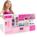 64 PCS Pink Kitchen Toys with Lights Sounds Doll Playset E742