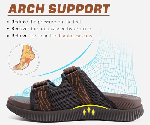 Mens Orthotic Sandals Athletic Recovery Sport Slides Adjustable Strap Open Toe Walking Sandals H53506
