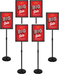 Adjustable Aluminum Snap Open Floor Sign Stand 8.5x11 Inches Black 6 Pack M103