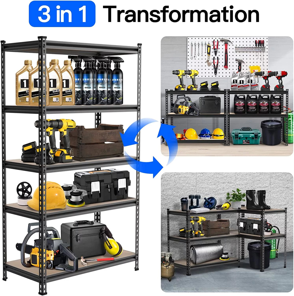 5-Tier Heavy Duty Adjustable Metal Storage Shelves, Black M273837
