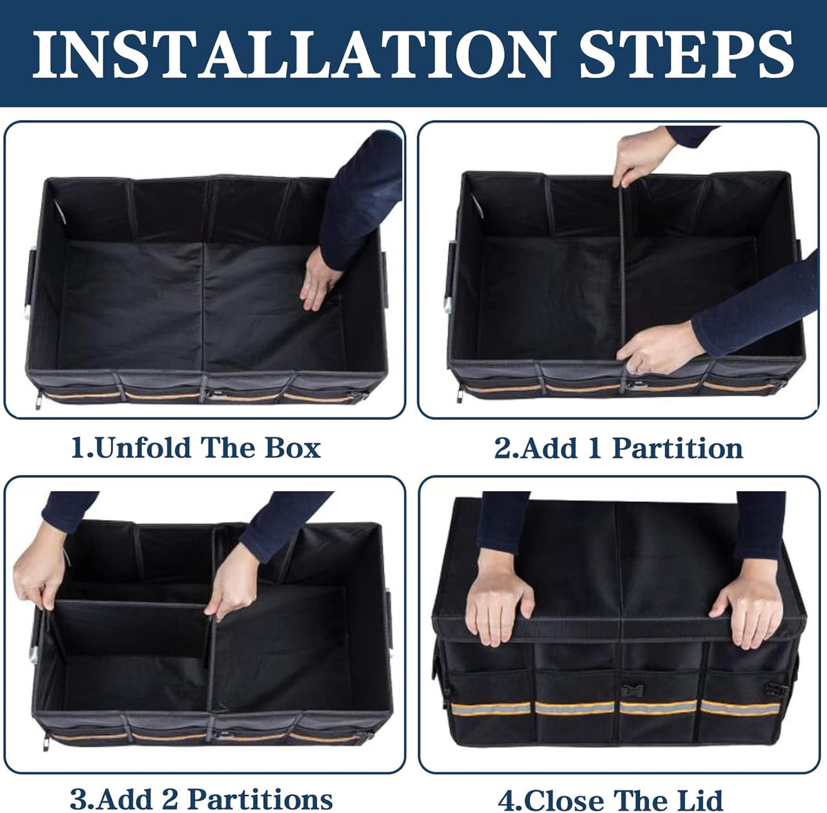 Black Pack of 2 Collapsible Car Trunk Organizer I717275