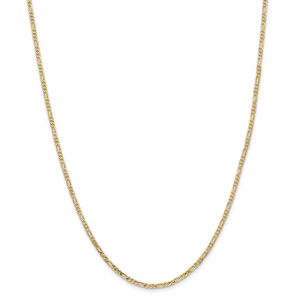 14kt Yellow Gold Flat Figaro Chain 22 inch Lobster Clasp X6745