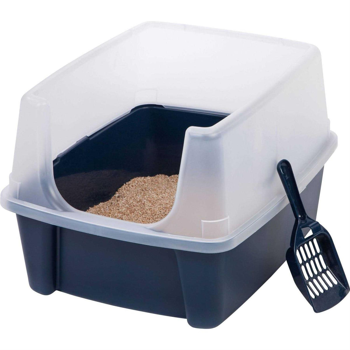 Open Top Cat Litter Box with Shield and Scoop P4107