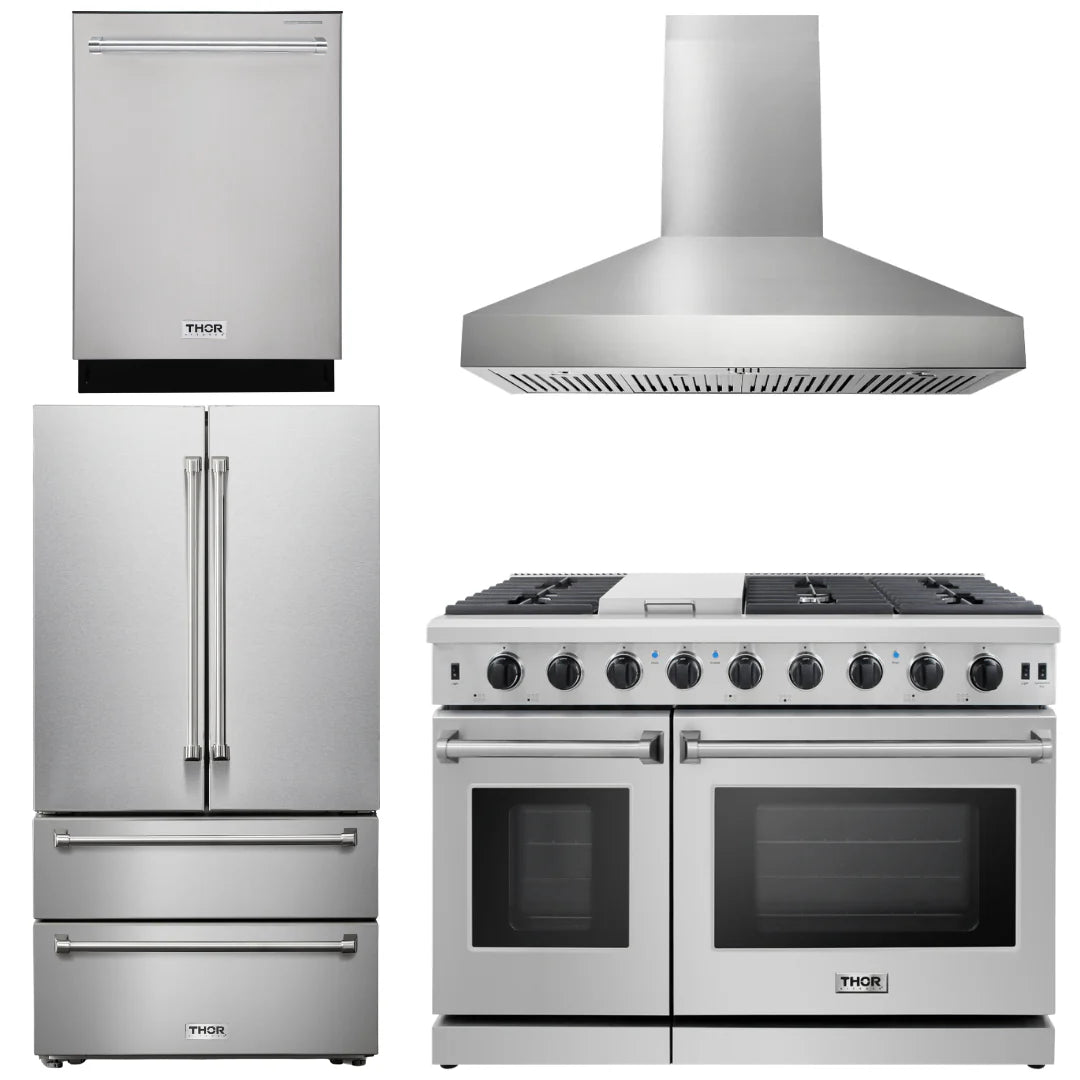 48 Gas Range, Range Hood, Dishwasher, Refrigerator M190248