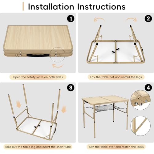 2Ft Adjustable Aluminum Folding Camping Table G910