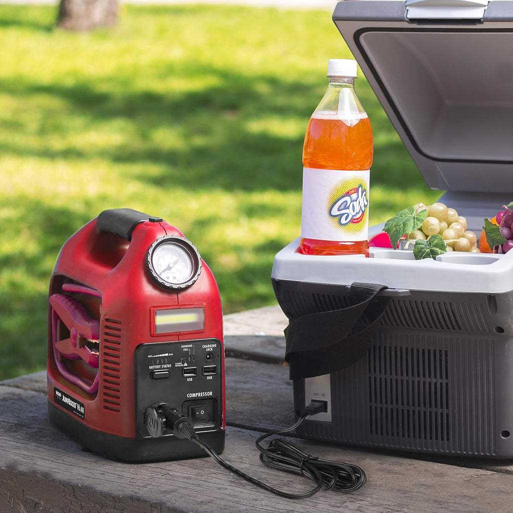 Battery Jump Starter Portable Power Supply, Air Compressor, Battery Bank and Tire Inflator E889