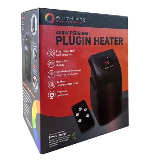 400W Programmable Plugin Heater with Remote, Black U442