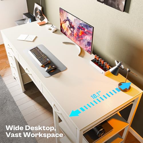 54 Inch Computer Desk with 6 Drawers and Shelves P223