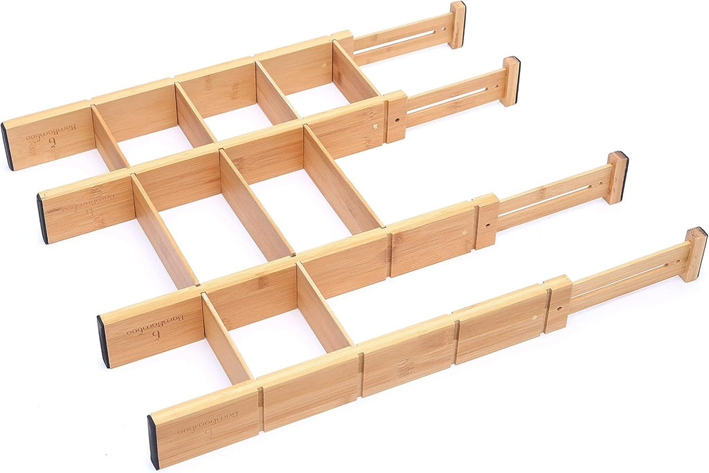 4 Pack Bamboo Drawer Dividers with 9 Inserts Z63008