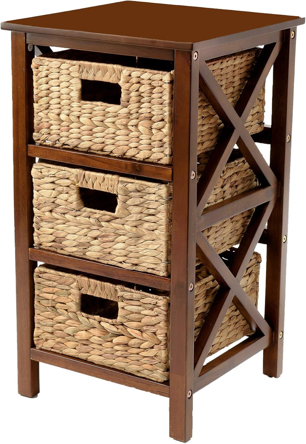 White 3 Tier End Table with 3 Baskets G585
