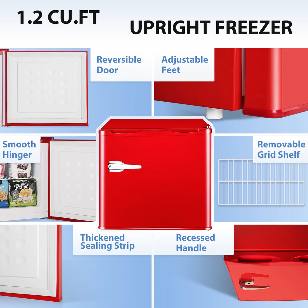 Mini Upright Freezer 1.2Cu.ft Red F981