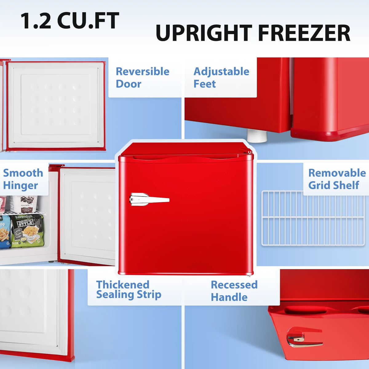 Mini Upright Freezer 1.2Cu.ft Red F981