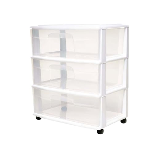 3-Tier Clear Plastic Storage Organizer Cart with Wheels V24507