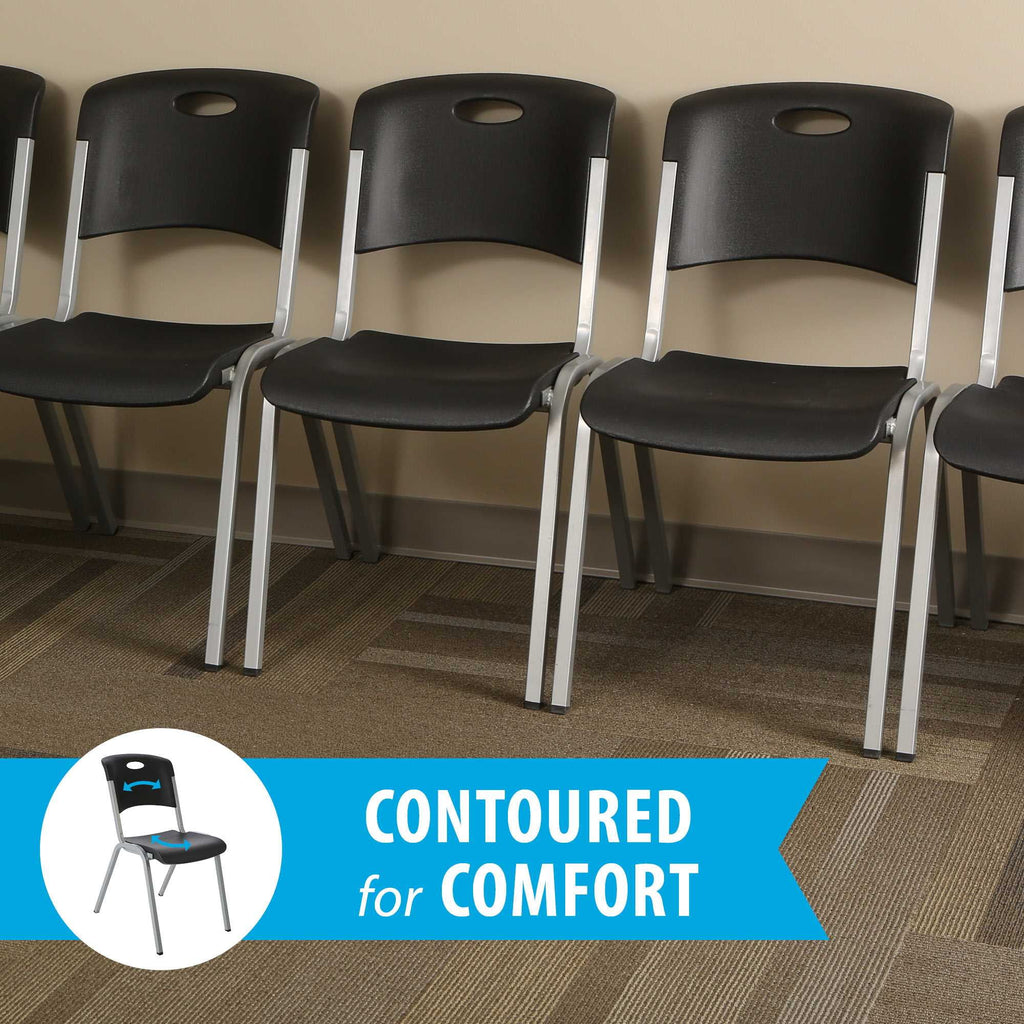 14 Pack Black & Silver Stacking Chairs L18652