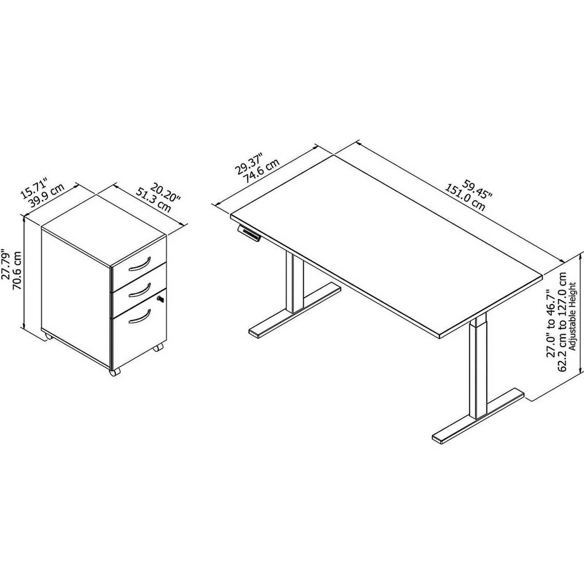 Height Adjustable Desk with Storage in Gray V72589