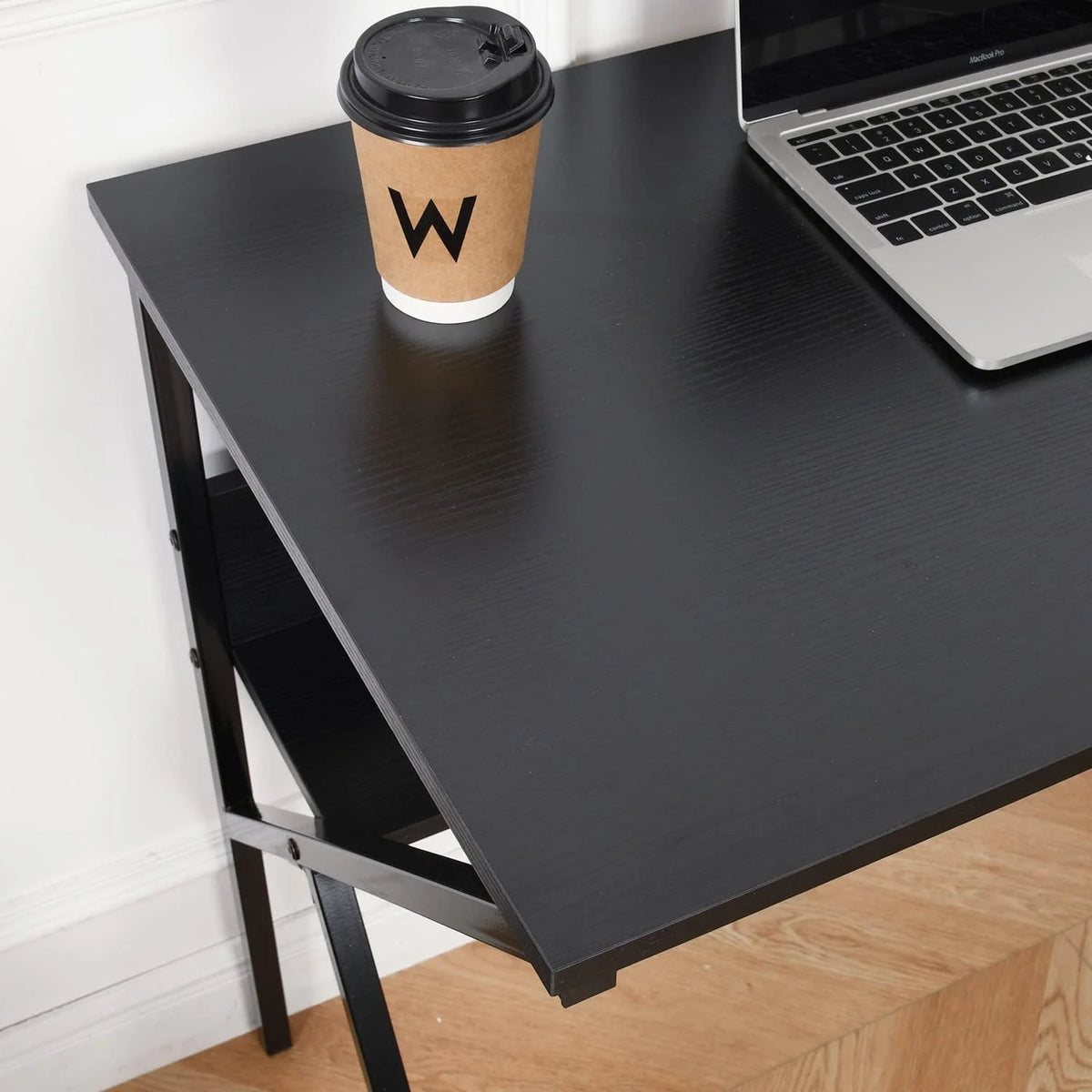 39.4 inch Black Desk with Storage Shelves Y6656