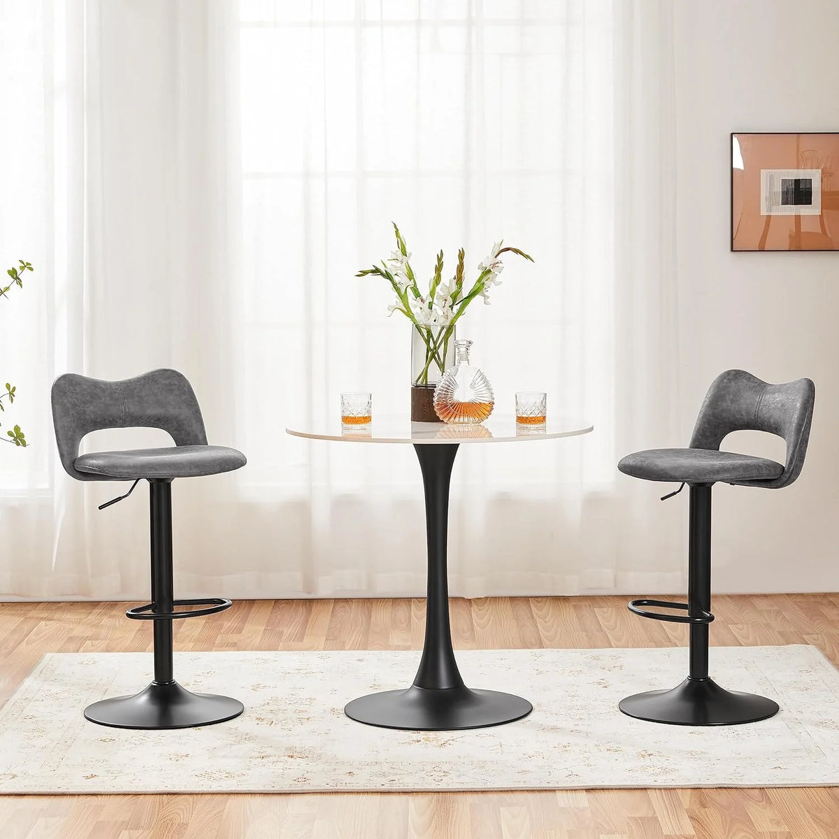 Grey Adjustable Swivel Bar Stools Set of 4 N555162