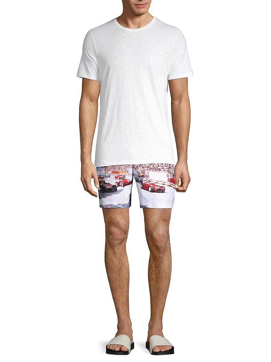 Blue Photographic Swim Trunks N850826