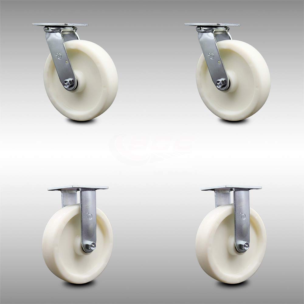 Stainless Steel Swivel Top Plate Caster with 5 x 2 White Wheel X372