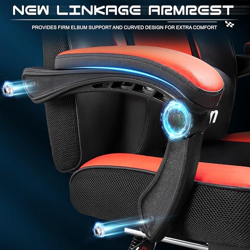 Gaming Chair with Footrest and Massage Lumbar Support D6173