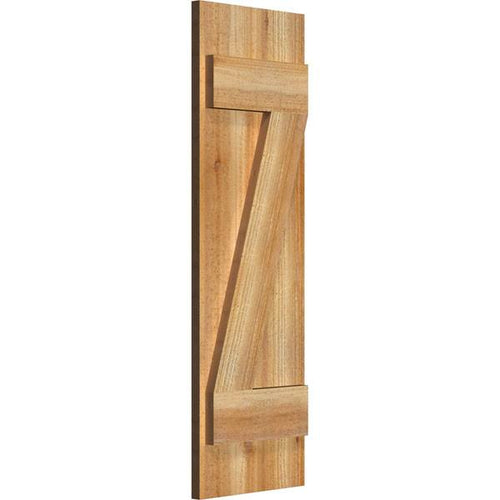 10-1/8 in. W x 32 in. H TimberCraft Three 3-3/8 in. Joined Board and Batten Shutters with Z-Bar Rough Sawn Western Red D60453