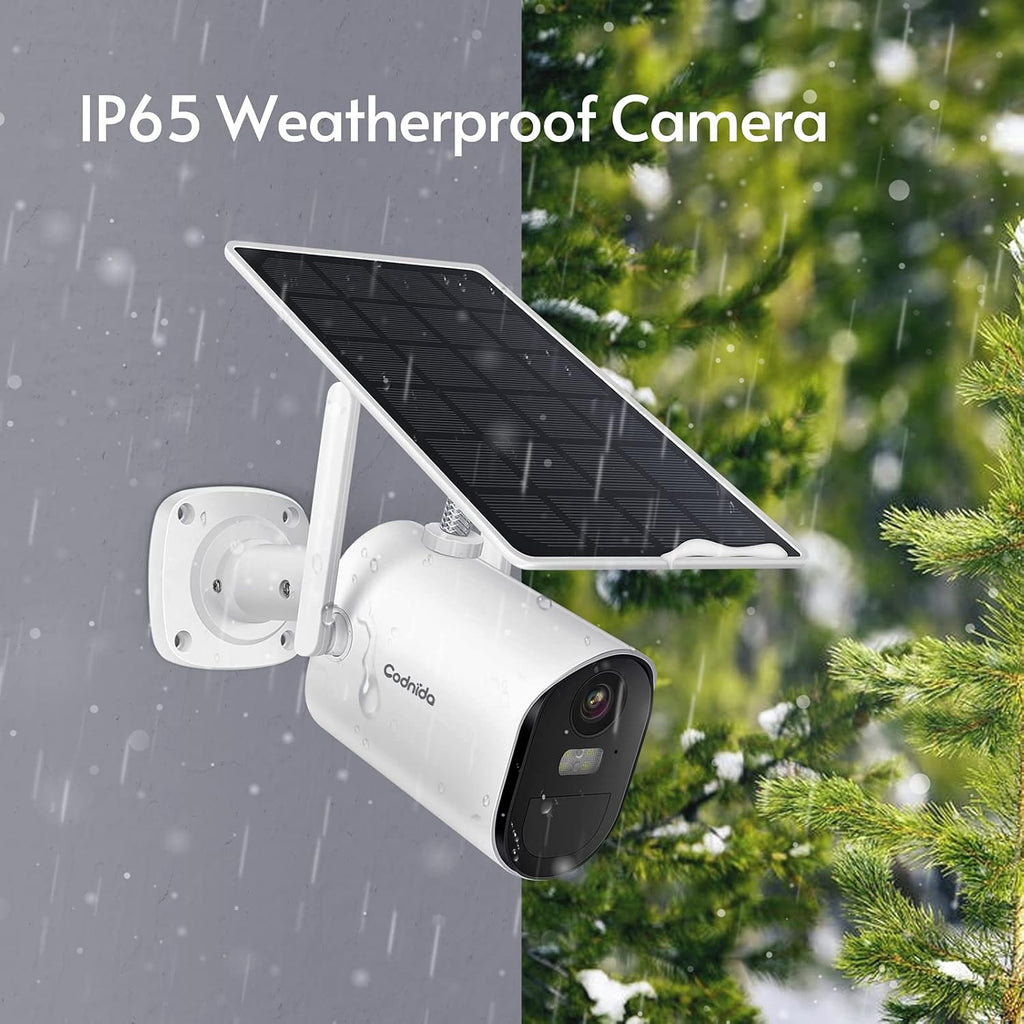 Solar Battery Powered Wireless Security Camera with Motion Detection, 1080P HD, Color Night Vision, IP65 Weatherproof K48744