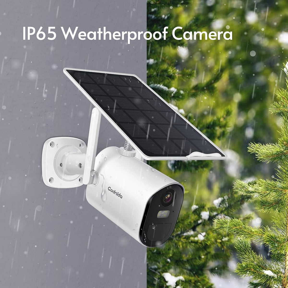 Solar Battery Powered Wireless Security Camera with Motion Detection, 1080P HD, Color Night Vision, IP65 Weatherproof K48744