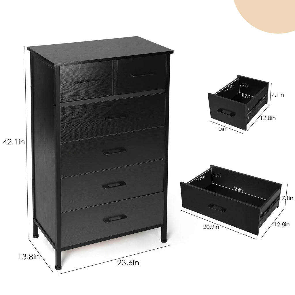 White 6 Drawer Wood Dresser Q599732