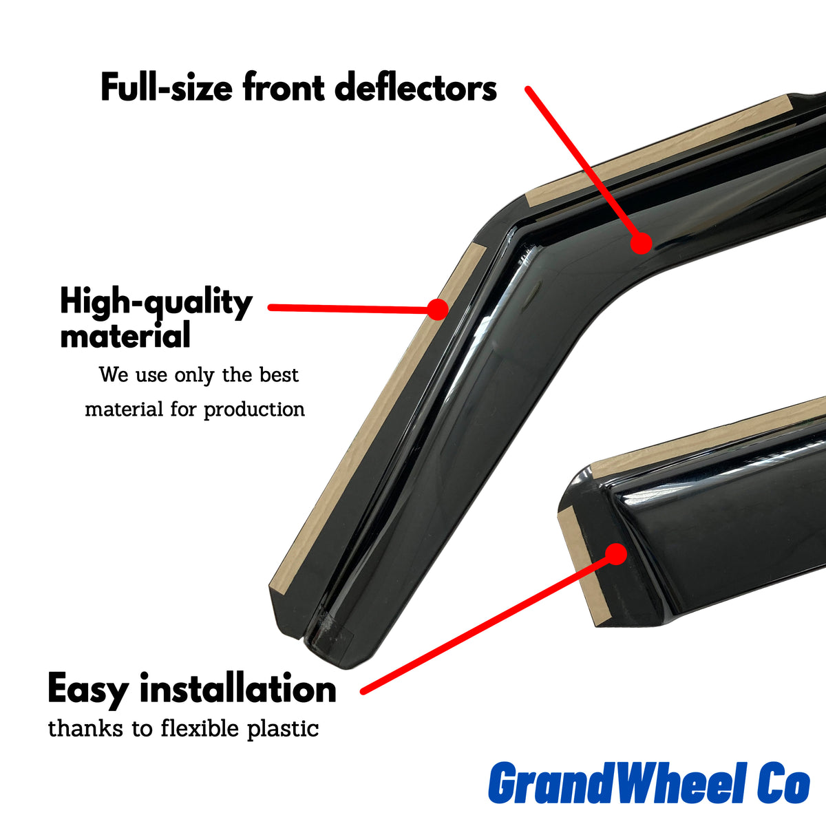 Smoke Tinted In-channel Side Window Vent Visor Deflectors Rain Guards 2pcs E20921