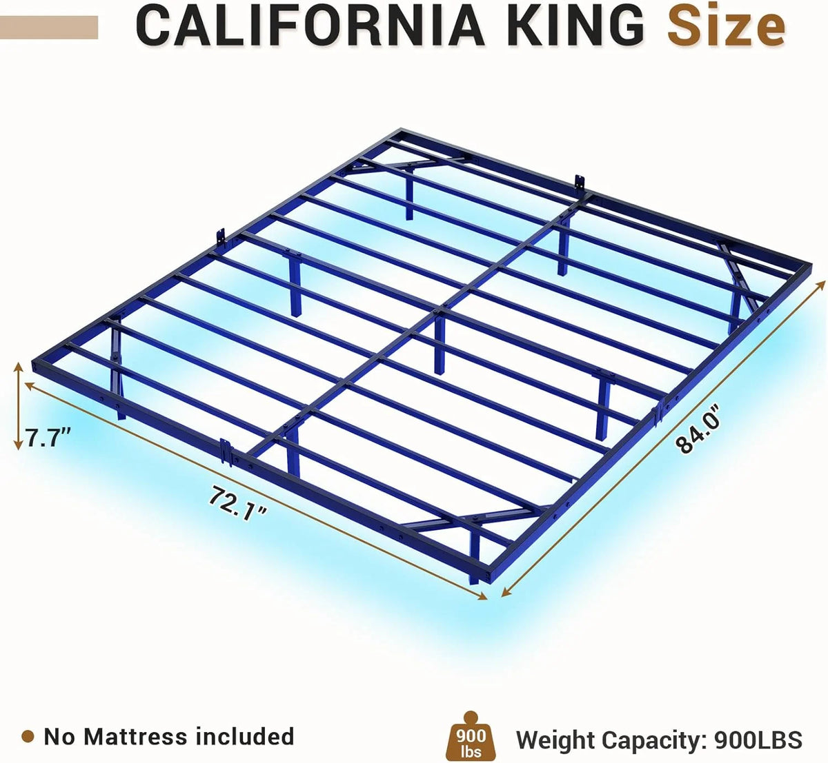 King Size LED Lights Linen Fabric Platform Bed H386299