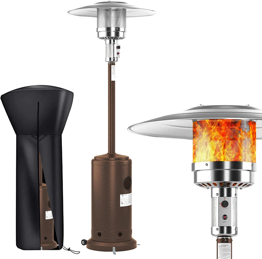 Propane Patio Heater with Cover, Stainless Steel, Bronze J1847