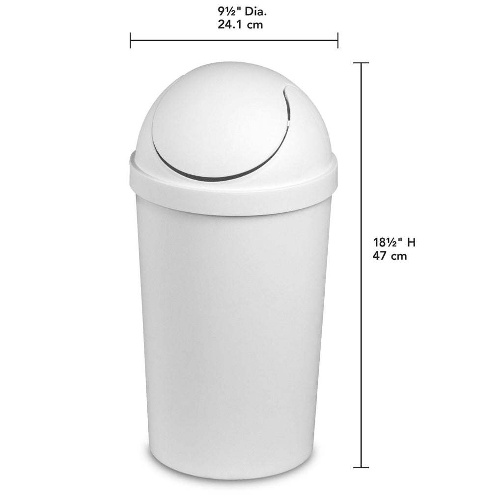 White Round Swing Top Plastic Wastebasket 12-Pack R612183
