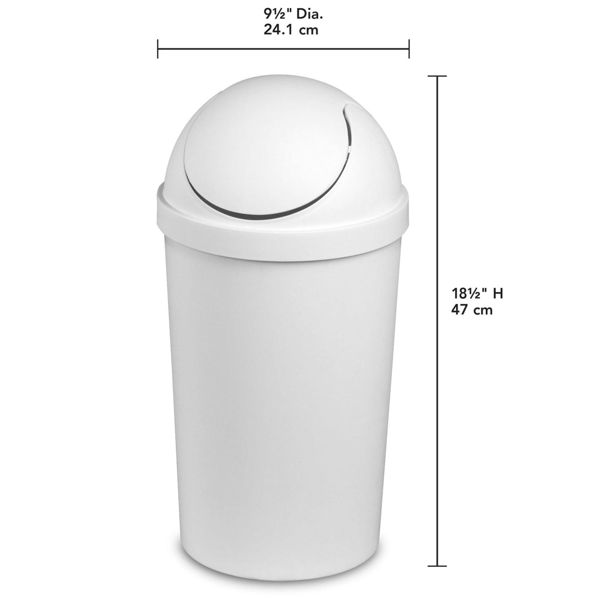 White Round Swing Top Plastic Wastebasket 12-Pack R612183