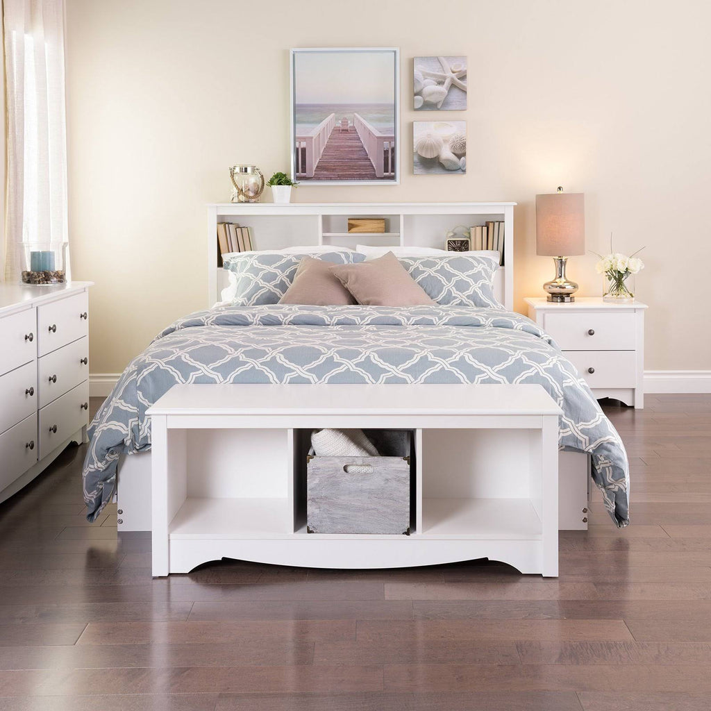 White Full/Queen Bookcase Headboard L1848