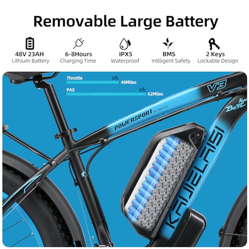 26 Inch Fat Tire Electric Mountain Bike 4000W Peak 48V 23Ah 21 Speed L9168