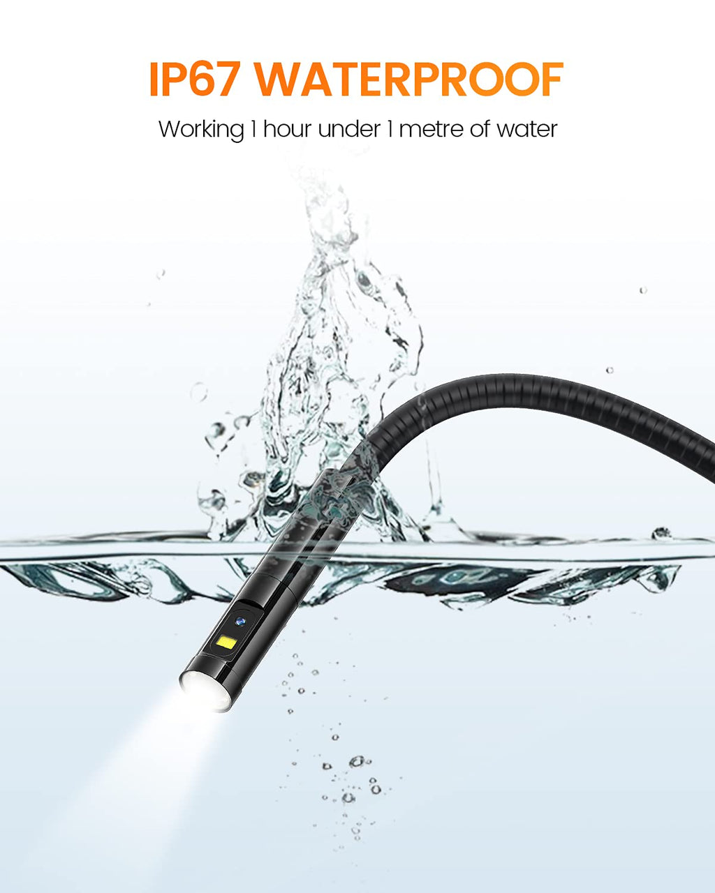 Dual Lens Inspection Camera with Light, 5 IPS Screen, 16.4ft Flexible Probe L982