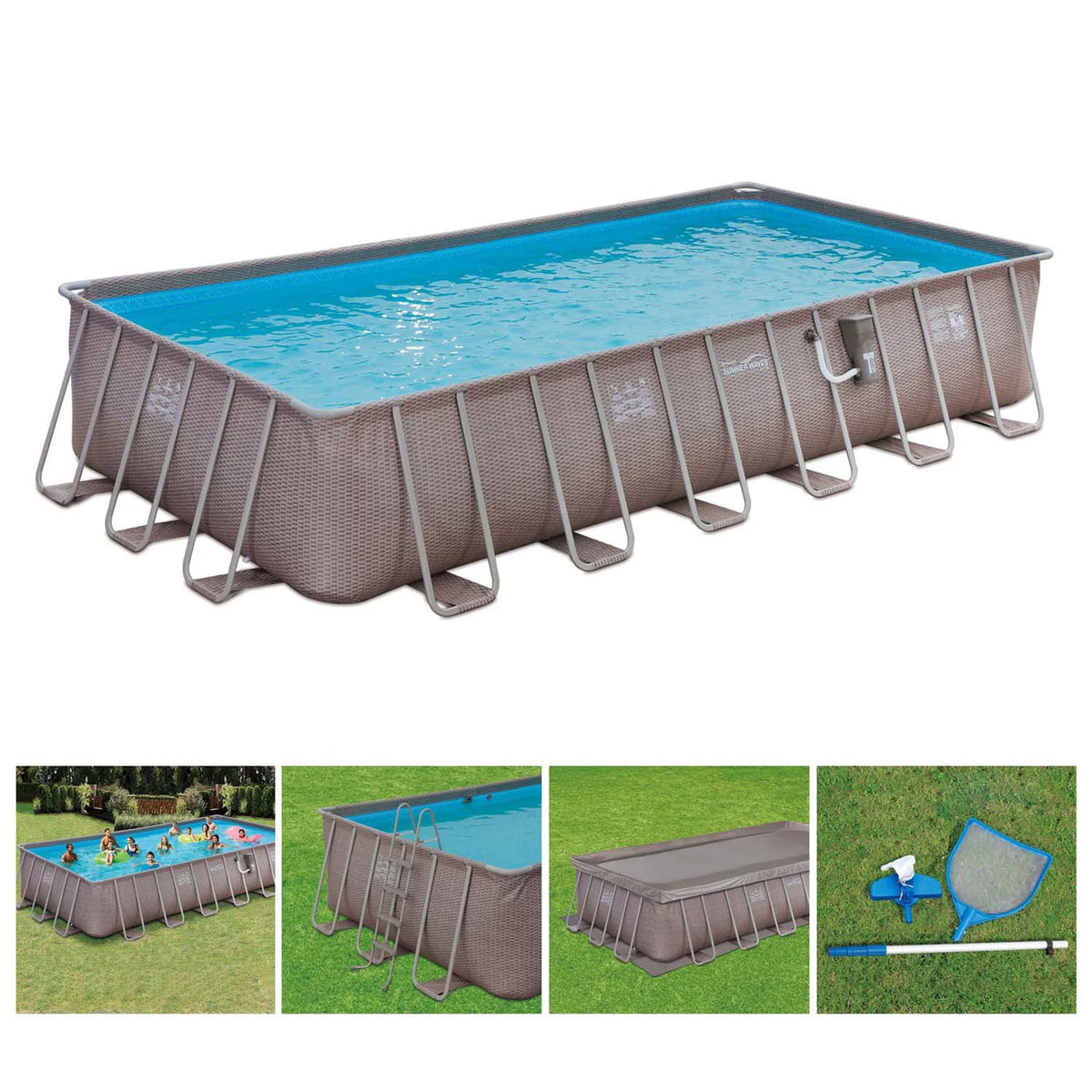 24 x 12 x 4.5' Rectangle Above Ground Frame Swimming Pool Set Z732