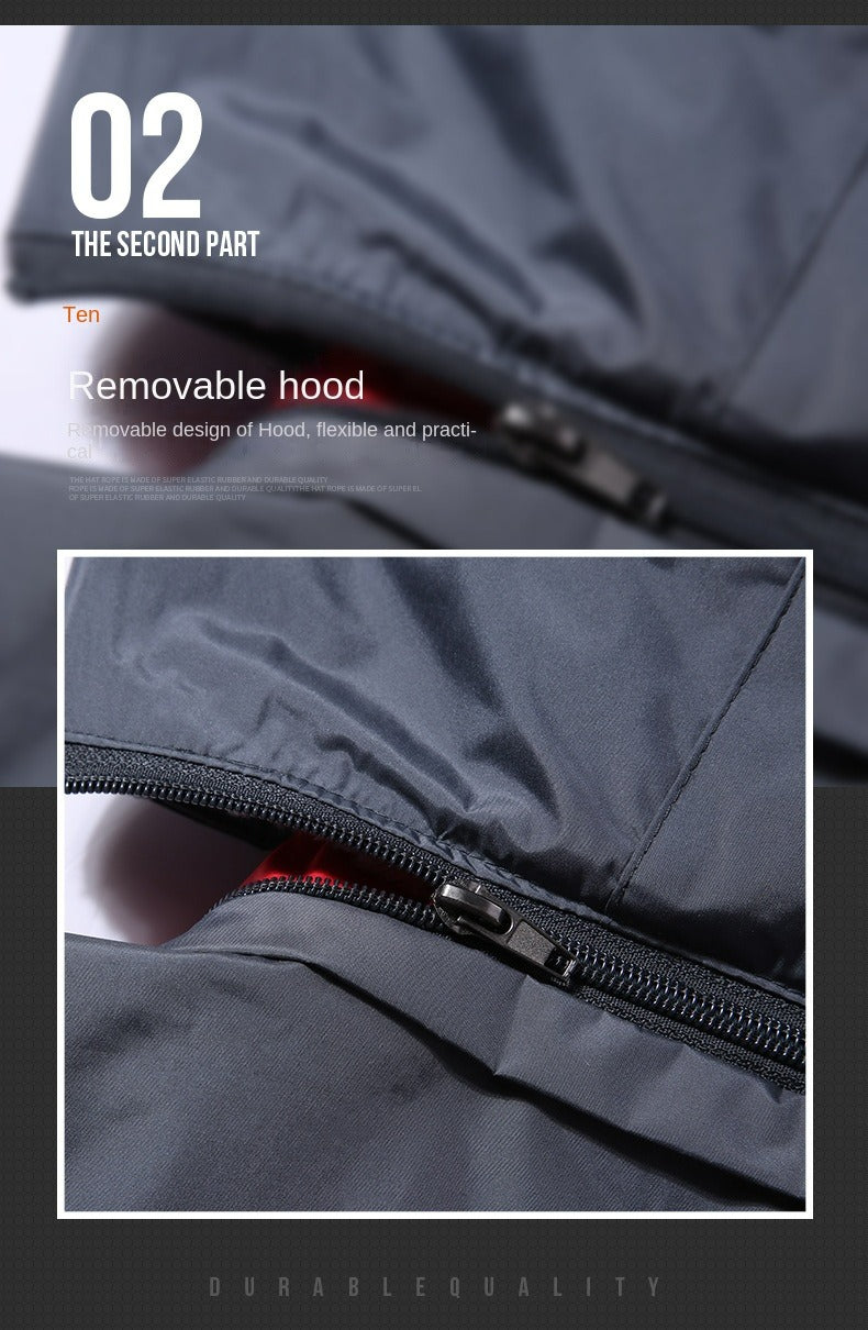 Men's Winter Hooded Ski Jacket Windbreaker Fleece Lined with Detachable Hood T789