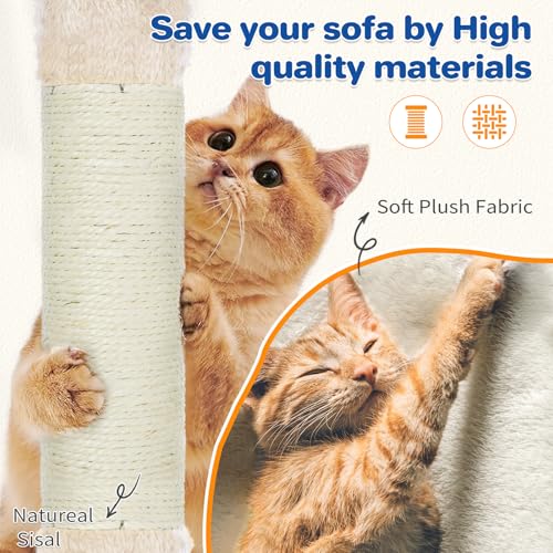 63in Multi-Level Cat Tree Tower with Sisal Scratching Posts, Condo, Hammock, Dangling Ball and Extended Platform, Dark Grey K3199