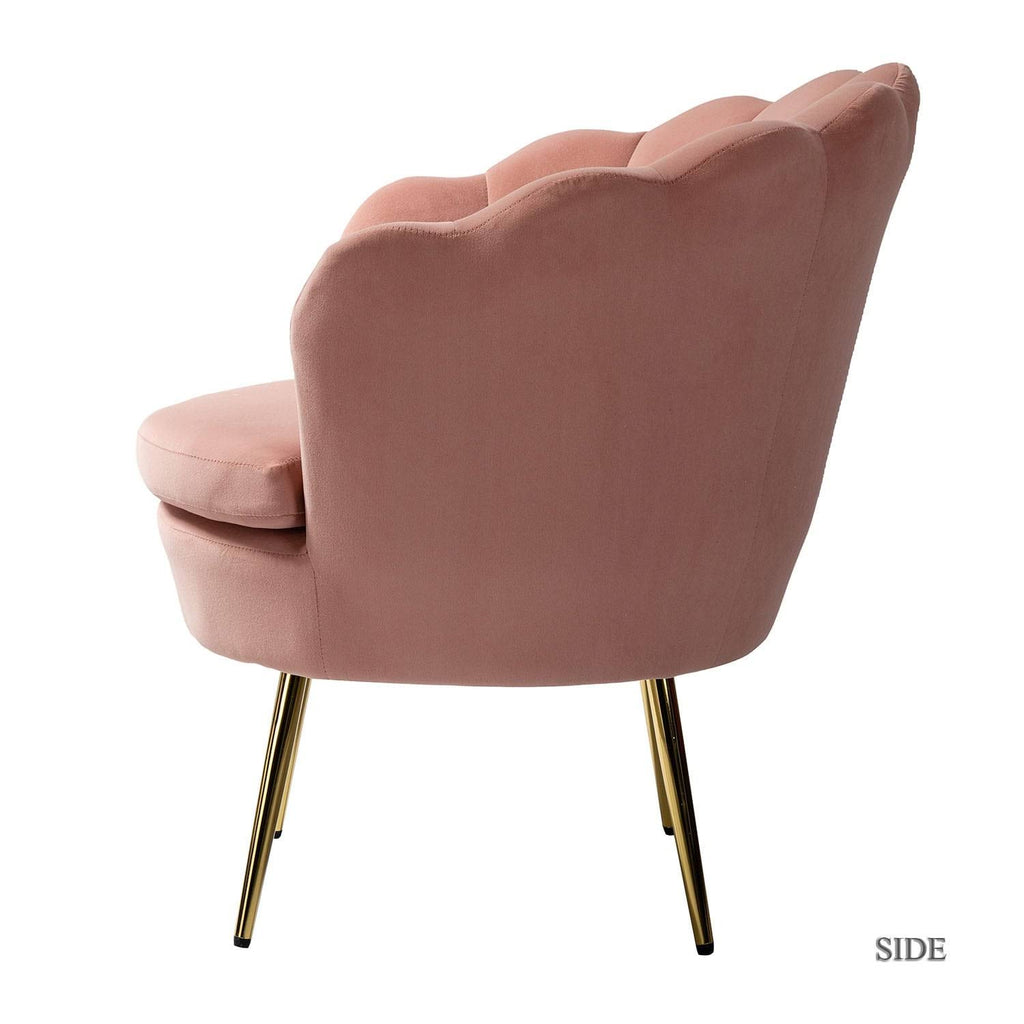 Tufted Barrel Chair with Golden Base - Teal I89259
