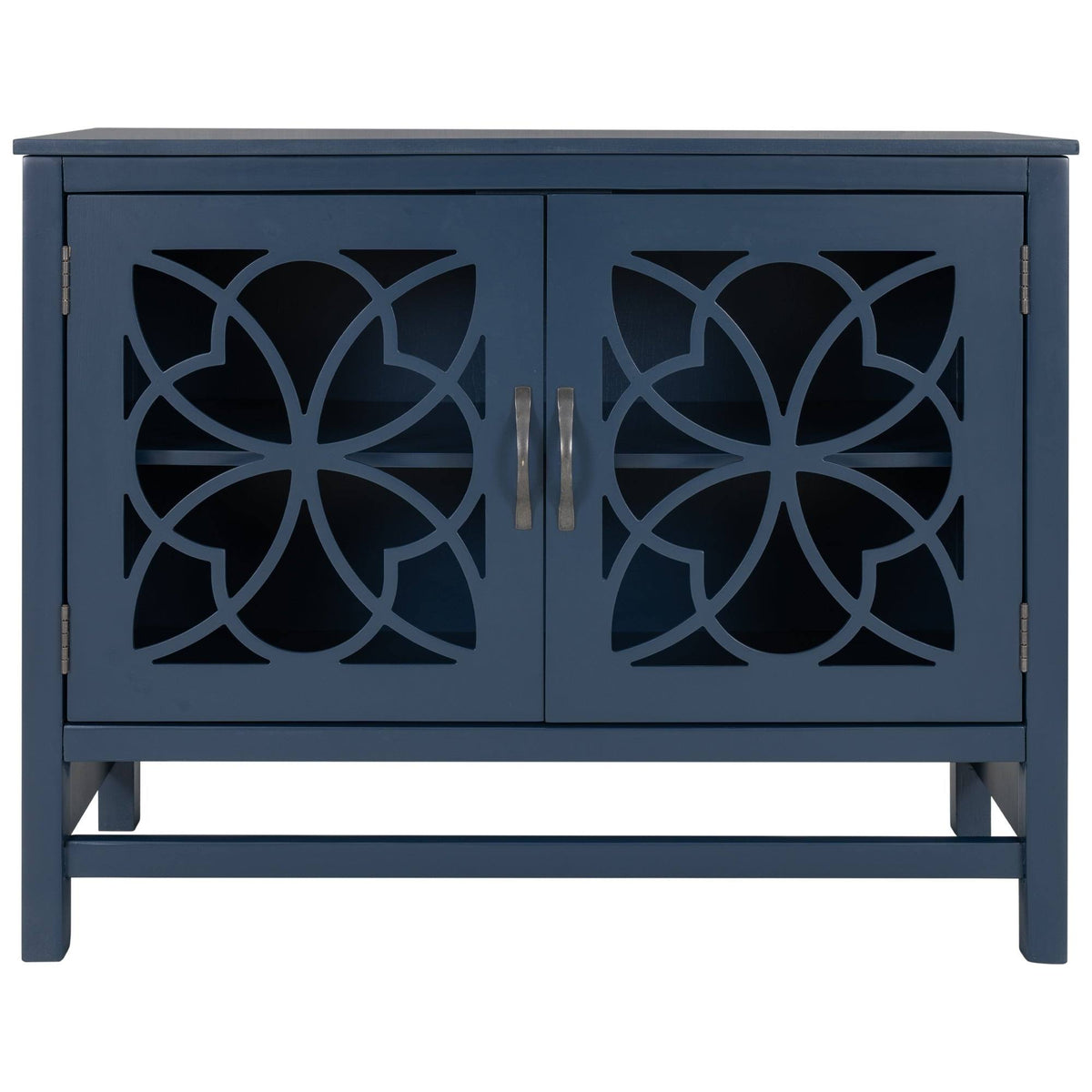 Navy Wood Accent Buffet Sideboard Storage Cabinet with Doors & Shelf J904838