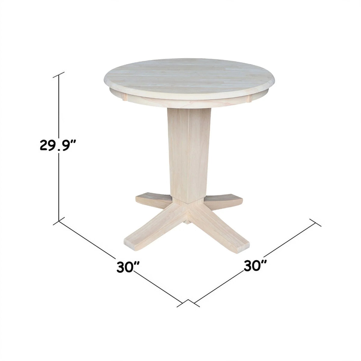 30" Solid Wood Round Top Pedestal Dining Table H4184