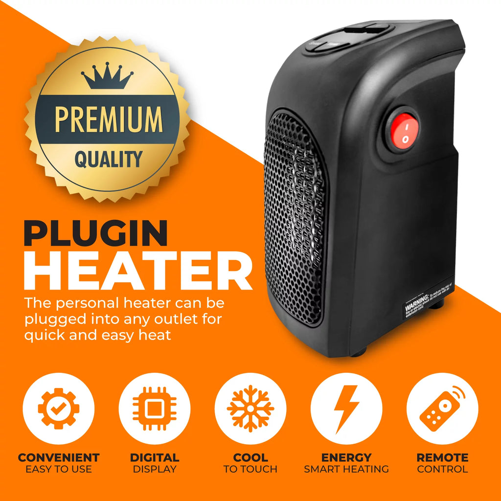 400W Programmable Plugin Heater with Remote, Black U442