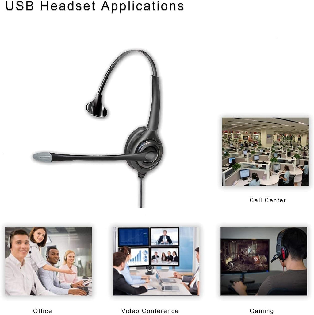 Corded Monaural USB Headset with Noise Cancelling Microphone X637831