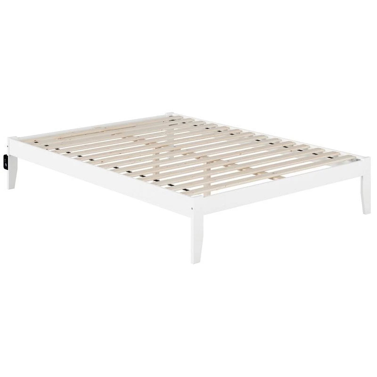 White Queen Solid Wood Bed with USB Charging Station X763732