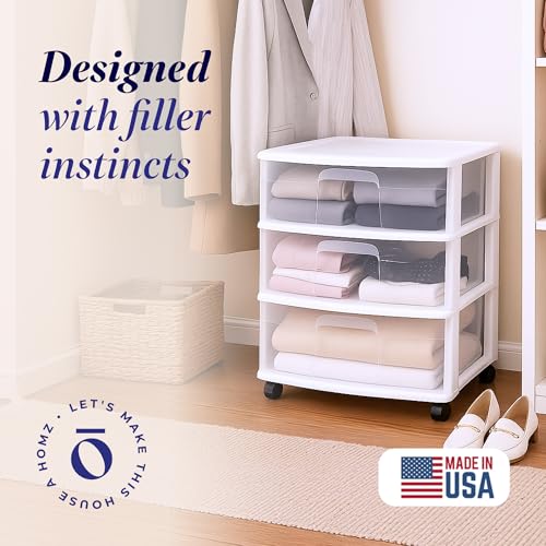 3-Tier Clear Plastic Storage Organizer Cart with Wheels V24507